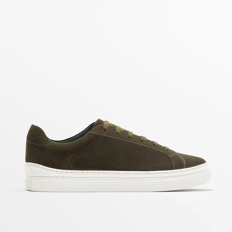 Genuine Leather Platform Flat Sneakers