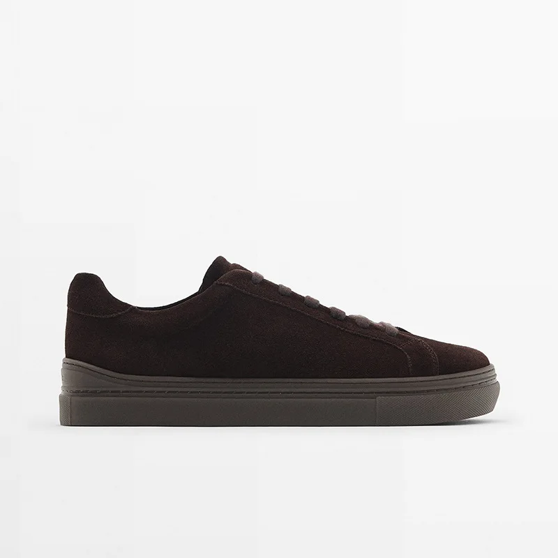 Genuine Leather Sneakers Men Lace Up Shallow